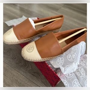 Tory Burch Color Block Leather Espadrille Flat Shoes Size 8.5 or 9.0